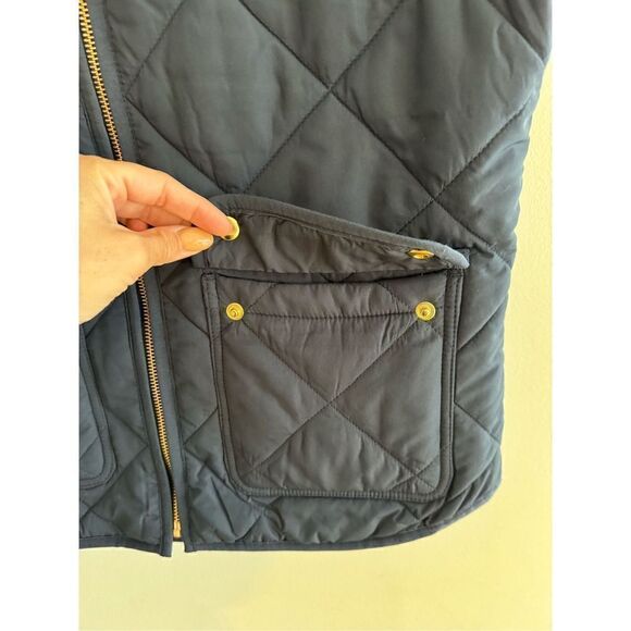 J. Crew Women’s Small Blue Quilted Fleece Lined Puffer Vest Jacket Pockets Zip - Picture 5 of 10